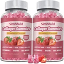 2 Pacchetti Vegan 2500Mg Collagen Gummies per Donne Anti Invecchiamento, Pelle, Chiodi per Capelli, Tipo di Collage 1 e 3, Biotina, Moss Mare per Uomo - Zucchero Libero, Non OGM, 120 Conti Collagene Integratori Gummies