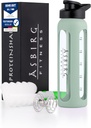Fitness | Bottiglia di Shaker di proteine di vetro 24 oz – BPA-Free, Lid a prova di leak, Palla di miscela in acciaio inossidabile & Manica di silicone – Gym Shaker per Smoothies, Shakes & Pre-Workout – Pastel Green