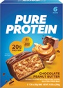 Pure Protein Bars, High Protein, Spuntini nutrienti per sostenere l'energia, basso zucchero, senza glutine, burro di arachidi al cioccolato, 1,76 Oz (Pack of 6)