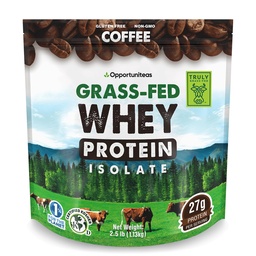 Polvere isolata di proteine del siero del caffè dell'erba di Opportuniteas - 27g polvere proteica senza dolcificanti artificiali, cows senza ormoni, non OGM - 2.5lb