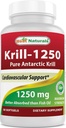 Best Naturals Pure Antarctic Krill Oil 1250 mg (Triple Strength) con Omega-3s EPA, DHA e Astaxanthin 60 Softgels