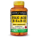 Acido folico naturale MASON con alimentazione B,6 & B,12, 90 giorni, supporta la normale salute del cuore e la funzione metabolica