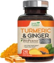 Integratore curcuma curcuma curcuma 2600mg - con Ginger & Turmerico Organico, 95% Curcuminoidi, BioPerine Pepe Nero per Migliore Assorbimento, Supporto congiunto Vegano della Natura, Non OGM, Bottigliato negli Stati Uniti - 240 Capsule