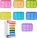 7 pezzi Set Pill Organizer 6 volte al giorno, Settimanale Pill Case, Pill Organizer con Etichette, Travel Pill Dispenser 7 giorni con 42 Copartments per il Farmaco/Vitamin/Fish Oil/Supplements - Rainbow Colors