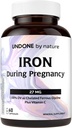 Ferro Supplemento, Ferrous Bisglycinate, Gentle, con Vitamina C come L-Calcium Ascorbate, Durante la Gravidanza di Undone by Nature, 100% Valore Giornaliero, Sangue Builder, 60 Vegan Caps