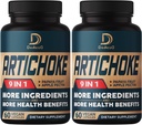 Estratto di carciofo capsule 6650mg 4-Month Alimentazione - Digestione di supporto, Salute e equilibrio del corpo immunitario - Combinato 9 erbe Papaya, Pectin di mela, Ginger & More - Non-GMO 2 confezioni 60 capsule