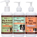 Natural Dog Company Wellness Bund$le per Cani, Toppers Alimentari, Integratori Liquidi con (1) Skin & Coat Oil, (1) Glucosamina Liquida, (1) Olio Calmante