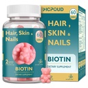 Pelle per capelli e unghie Biotina Gummies, Supporta capelli sani, Pelle & Unghie, Vitamine vegane per donne & uomini, Supporta la crescita dei capelli e unghie più forti, Pelle sana, Alimentazione di 30 giorni