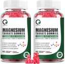 2 Confezione Magnesio Taurate Gummies - Magnesio Taurate, Magnesio Glycinate, Magnesio Citrato Plus Zinc Vitamin B6, Support Heart Health, Muscle Relax, Bone Health - 120 Count