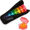 Piccola scatola di pillole, 7 pacchetti Travel Pill Case con borsa, mini organizzatore di pillole per borsa da tasca, Daily Portable Medicine Vitamin Box, Fish Oil Box, Scatola di supplemento