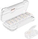 HBlife organizzatore settimanale di pillole erogatore 2 volte al giorno, giorno AM e PM contenitore di viaggio di pillole 7 giorni per vitamine, farmaci, integratori e olio di pesce, caso di dividro di medicina antipolvere (clear)