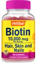 WellYes High Potency Biotin 10.000 mcg Gummies - per capelli più forti, pelle e unghie - Vegan-Friendly, senza glutine, non OGM, e Delicious Berry Flavor - 60 Gummies