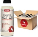 Jarrow Formulas Organic MCT Oil - 16 fl oz - Fast Fuel for Brain & Muscles - Caprylic (C8) + Acido Caprico (C10) - Ketogenic Diet Friendly Supplement - Unflavored (Pack of 12)
