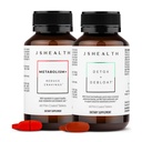 JSHealth Vitamins Bloating Bundle - Include Detox + Debloat Liver Health Formula & Metabolism+ Natural Energy Support
