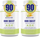 Il nostro supplemento giornaliero Vite ADK - Vitamina A, D3 & K2 (come MK7) - Bone, Supporto del sistema immunitario - Vitamine ad alta potenza con ingredienti non OGM - Gluten Free, Soy Free Capsule vegetali 180 CT