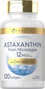 Carlyle Astaxanthin 12mg | 120 Softgels | Supplemento da Microalgae | con olio di cocco | Non OGM & Gluten Free