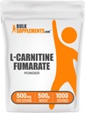 BulkSupplements.com L-Carnitine Fumarate Powder - Carnitina Supplemento, Nutrizione sportiva, L-Carnitina 500mg - Gluten Free, 500mg per Serving, Gluten Free, 500g (1.1 lbs) (Pack of 1)