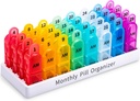 Organizzatore di pillole mensile 2 volte al giorno, 30 giorni organizzatore di pillole AM PM, un mese Box organizzatore con design unico maniglia, 31 giorni di viaggio Midicine Pill Cases Hold to Vitamin, Supplementi e farmaci
