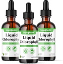 Gocce di clorofilla liquida di LIQUIDHEALTH - Deodorizzatore interno, Antiossidanti, Detox del fegato, Supporto immunitario, Alleviare il respiro cattivo, Ridurre l'appetito, Collage per la salute dei capelli e della pelle - Vegan, Non OGM (3 Pack)