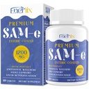 1200 MG SAM e Supplemento per cervello, mood, giunto e fegato, alto assorbimento SAM-e (S-Adenosyl-L-Metionina) con CoQ10, 5-HTP, Enteric Coated 60 compresse, Vegan
