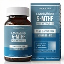 L Methylfolate 7.5mg plus Methyl B12 - Forma attiva 5-MTHF, Supplemento MTHFR - Folato etilico pronto a flusso sanguigno + B12 Cofactor - Supporta Mood, Homocysteine Methylation, Cognizione (60 capsule)
