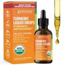 USDA Organic Curmeric Liquid Drops with Black Pepper - 1000mg Curcumin Supplemento per Immune & Digestive Health - 30 Serve - Assorbimento potenziato - Non OGM, Vegan, Gluten Free - Non aromaed, 1 Fl Oz