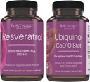Riserva bellezza, Resveratrolo 250 mg, Supplemento antiossidante per il cuore e la salute cellulare 30 Caps & Ubiquinol CoQ10 Stat - Supporto per il sistema cardiovascolare, livelli di energia & salute cellulare - 30