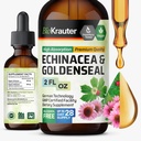 BIO KRAUTER Echinacea e Goldenseal Root Liquid Extract - Natural Immune Support - Echinacea Drops with Goldenseal - Vegan, Alcol & Sugar Free Tincture - 2 Fl.Oz.