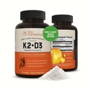 Vitamina K2 MK7 con D3 Supplemento | Bone & Heart Health Support - Vitamina brevettata K & Vitamina D3 5000 IU - 60 Softgels