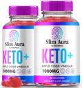 (2 Pack) Slim Aura Keto ACV Gummies, Slim Aura Keto Gummies ufficiale per la perdita di peso, naturale Keto Plus Aceto di sidro di mele Gummy, Premium Keto+ACV Formula, SlimAura ACV Keto Gomitas (120 Gummies)