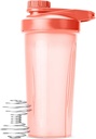 Mr. Pen- Shaker Bottiglia per miscele di proteine, 28 oz, Coral Pink con tappo di torsione e filo palla di Whisk, Mixer Cup per Shakes