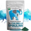 Clorella Spirulina Powder Organic | Super Greens Powder and Smoothie Mix | Ricco di clorofilla per il supporto immunitario e l'energia | Proteine Vegane Raw | Spirulina Chlorella Powder | 50 Servings