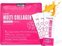 Collage liquido per le donne, 10000mcg Biotina, 8000mg Peptidi multi tipo di collagene, Acido ialuronico, Vitamina C, Pelle, Unghie, Supplemento per capelli, Aroma arancione, 10 Fl oz. (1 Confezione, Arancione)
