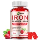 Cummie di supplemento di ferro, ferro da 65 mg e vitamina C 250mg per i bambini delle donne, pancia di ferro vegano naturale con vitamina A, B-Complex, Biotina, Zinc & Folate Energy Support & Immune Health, 60 Gummies