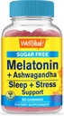 WellYes Melatonin (2mg) con Ashwagandha (850mg) Zucchero Gummiess - Sleep & Stress Aid Supplement - con camomilla, Lemon Balm, Lavanda e Valerian - Natural Source Flavor - 60 Count
