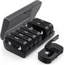 PULIV Extra Large Weekly Pill Organizer 2 volte al giorno, One-Side Open Pill Box 7 giorno per facile riempimento, Protezione della privacy nera AM PM Pill Case per vitamine, farmaci, integratori, oli di pesce nero