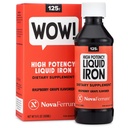 NovaFerrum Wow, 125 supplemento di ferro liquido ad alta potenza per adulti, carenza di ferro, 125 mg di ferro per 5mL Dose, Vegan verificato, senza glutine certificato, senza zucchero
