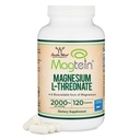 Magnesio L Threonate, Magtein - Certificato NSF - Dormire e Supporto Cognitivo – Alta Assorbimento – La maggior parte Biodisponibile Forma di Magnesio – 2000 mg – 120 capsule
