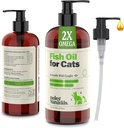 Deley Naturals Wild Caught Fish Oil per gatti con 2X Omega - Cat Fish Oil con EPA & DHA Potency - Omega 3 per gatti per perdere, pelle, cappotto, articolazioni, cuore e sistema immunitario - Made in the USA