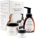 Kit di rimozione della macchia dell'invidia dell'occhio 3 passi per cani | Clean, Stain-Free Eyes in 7 giorni | Contiene: Cleanser 8.45 fl.oz, Wipes 60 Conte e polvere 0.5oz | Non irritante e naturale