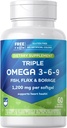Rite Aid Triple Omega 3, 6, 9 Softgels - 60 Count Fish Oil per sostenere un cuore sano, DHA e EPA, Flaxseed e Borage olio