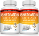 Pillole di radice di Ashwagandha Organico 1950 Mg con estratto di pepe nero - Pure Natural Ashwagandha Supplemento, Support Energy, per le donne degli uomini, 60 capsule