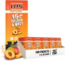LPS Liquid Collagen & Whey Protein Supplement - Non OGM Drink, Sugar-Free - Promuove la pelle sana & capelli per gli uomini e le donne, Peach Mango, Single Serve (100 Packets)