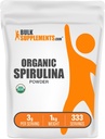 BulkSupplements.com Polvere di Spirulina Organica - Superfood, Polvere di Spirulina Verde, Supplemento di erbe - Vegan-Friendly, 3g per porzione, 1kg (2.2 lbs) (Pack of 1)