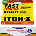 Itch-x Itch Relief Gel 1.25 oz + Hydrocortisone Crema 1 oz Fast Relief per Rashes, Minor Burns, Insect Bites, Poison Ivy, Oak, Sumac.