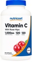 Nutricost Vitamina C con Rose HIPS 1025mg, 120 Capsule - Vitamina C 1000mg, Rose HIPS 25mg, Premium, Non OGM, Gluten Free Supplement