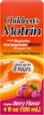 Medicina della sospensione orale di Motrin per bambini, 100 mg Ibuprofene, Riduttore di febbre per bambini e dolore per dolori minori a causa di freddo e fluido, senza alcool, aromatizzato alla bacchetta, 4 fl. oz
