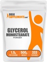BulkSupplements.com Polvere di monostero di glicerolo - Supplemento di glicerolo, polvere di GMS - non aromatizzata, Grado di cibo & Gluten Free, 1,5g per porzione, 500g (1.1 lbs) (Pacchetto di 1)