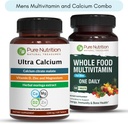 Pure Nutrition Ultra Calcium 1000mg e Whole Foods Mens Multivitamins 1500mg per le ossa sane, le articolazioni e il benessere generale. Ultra Calcium 90 Tabs + Mens Multivitamins 60 Tabs.