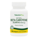 Natures Plus Natural Beta Carotene - 25.000 iu Vitamina A & Vitamina E, 90 Softgels - Eye Supplement, Antiossidante, Aids in Free Radical & Natural Cellular Defense - Gluten-Free - 90 Serve